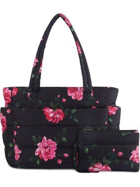 Women's Peony Travel lightweight Puffy Tote Handbag Quilted Shoulder Bag